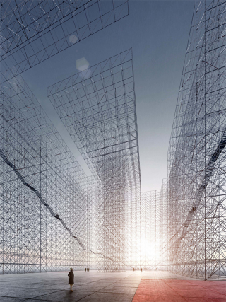Illustration for article titled A Ghostly Memorial to Lost Architecture Recreates It In Scaffolding